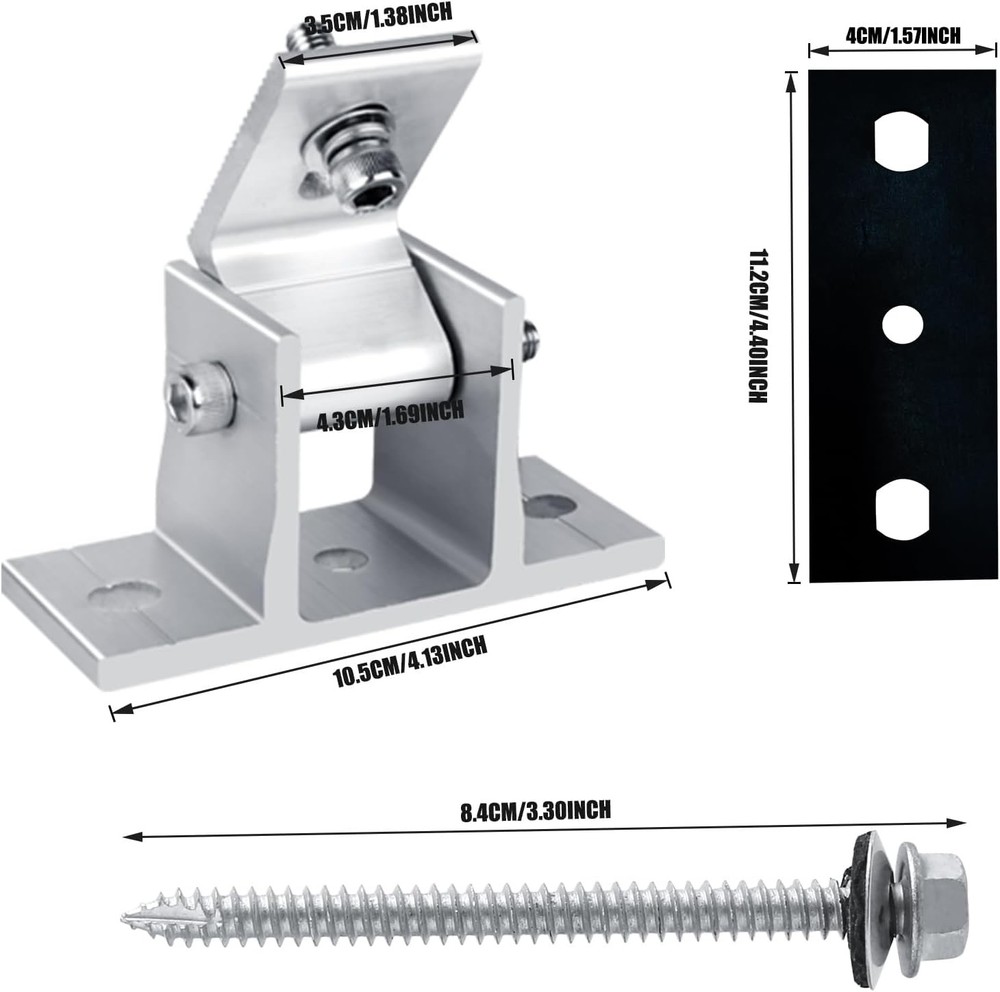 Solar Panel Mounting Brackets, 8PCS Adjustable RV 8PCS, Silver