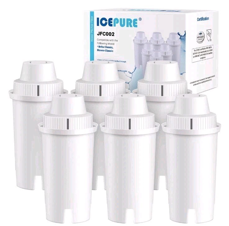 ICEPURE Pitcher Water Filter Replacement for Brita Standard Water Filter 6 PACK