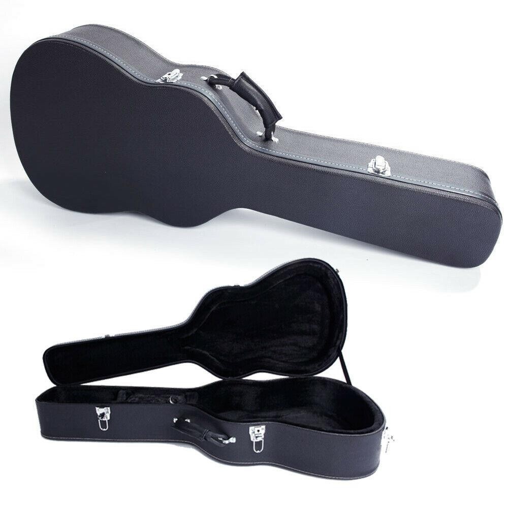 Glarry 39" Classical Guitar Hard Case Microgroove Flat Black Artificial Leather