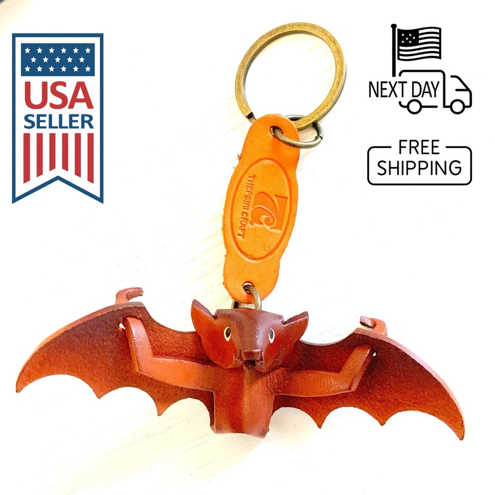 Bat Handmade Leather Keyring