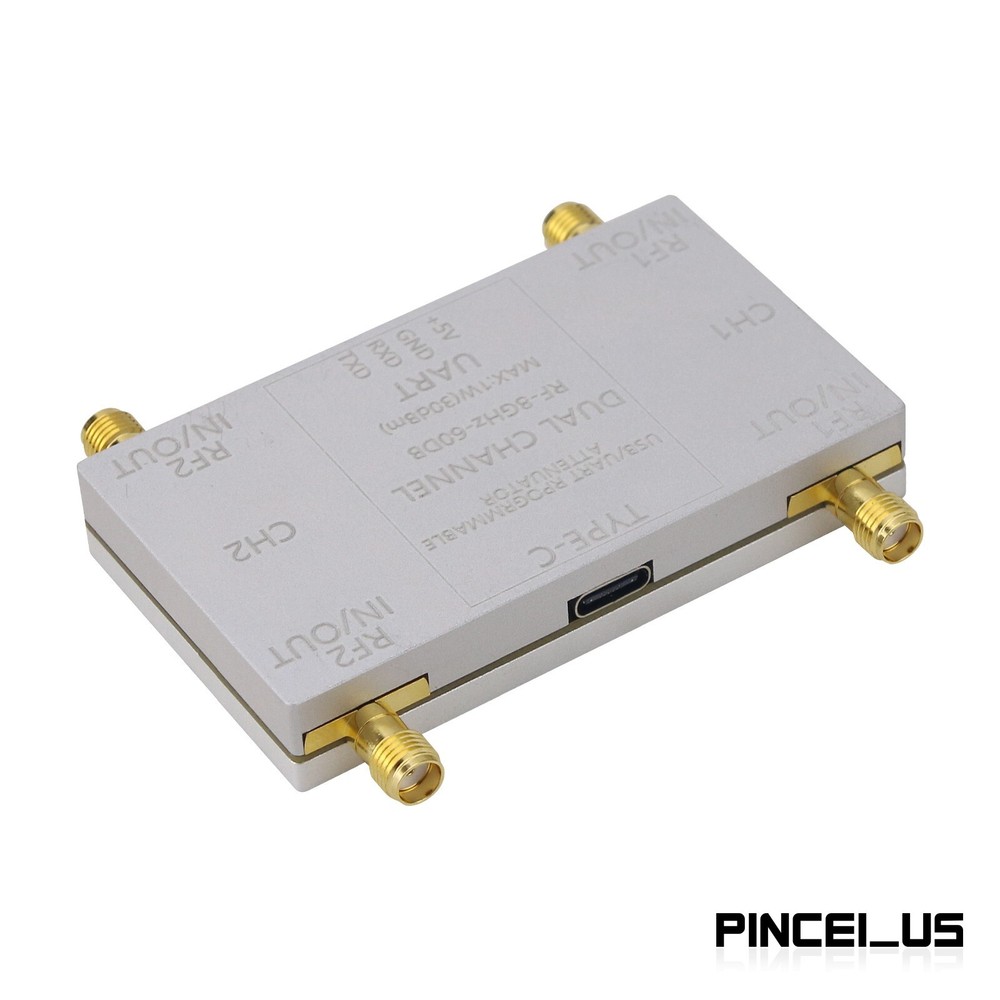 RF-8GHz-60DB Dual Channel Programmable Attenuator (Main Unit + Type-C Cable) pe6