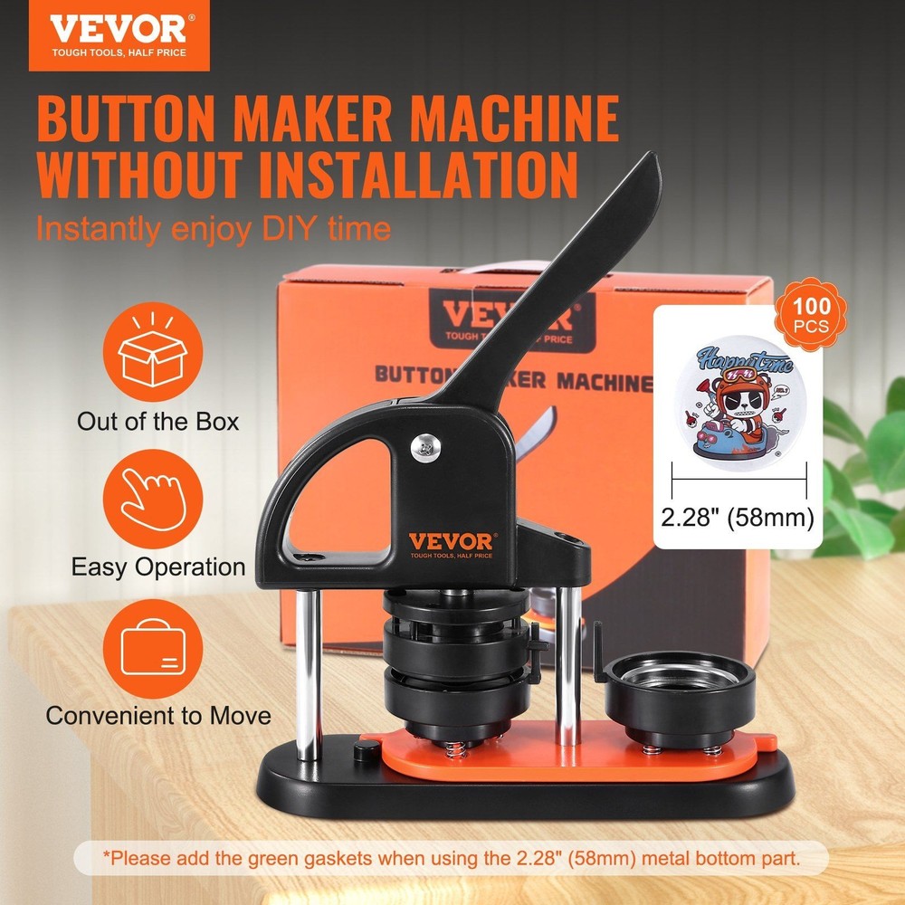 58mm Button Crafting Machine with Ergonomic Arc Press & Panda Magic Book