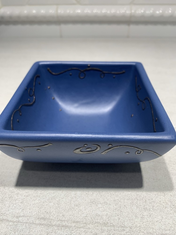 Emilia Castillo Blue Ceramic Dish with Silver inlay design.