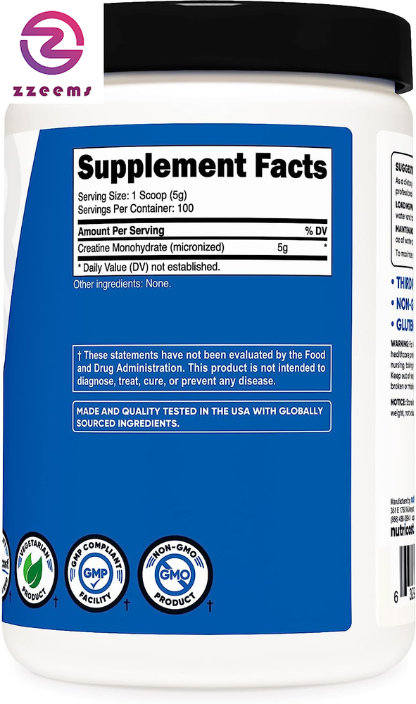 Creatine Monohydrate Micronized Powder 500G, 5000Mg per Serv (5G) - Micronized C