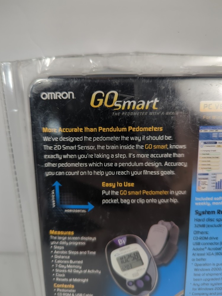 Omron GO smart Dual-Axis Pocket Pedometer w/ Advanced 2D Sensor Tech. PC Version