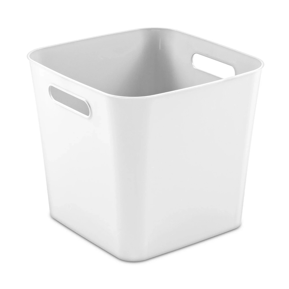 Mainstays Cube White Plastic Storage Bin, 11 in x 10 in