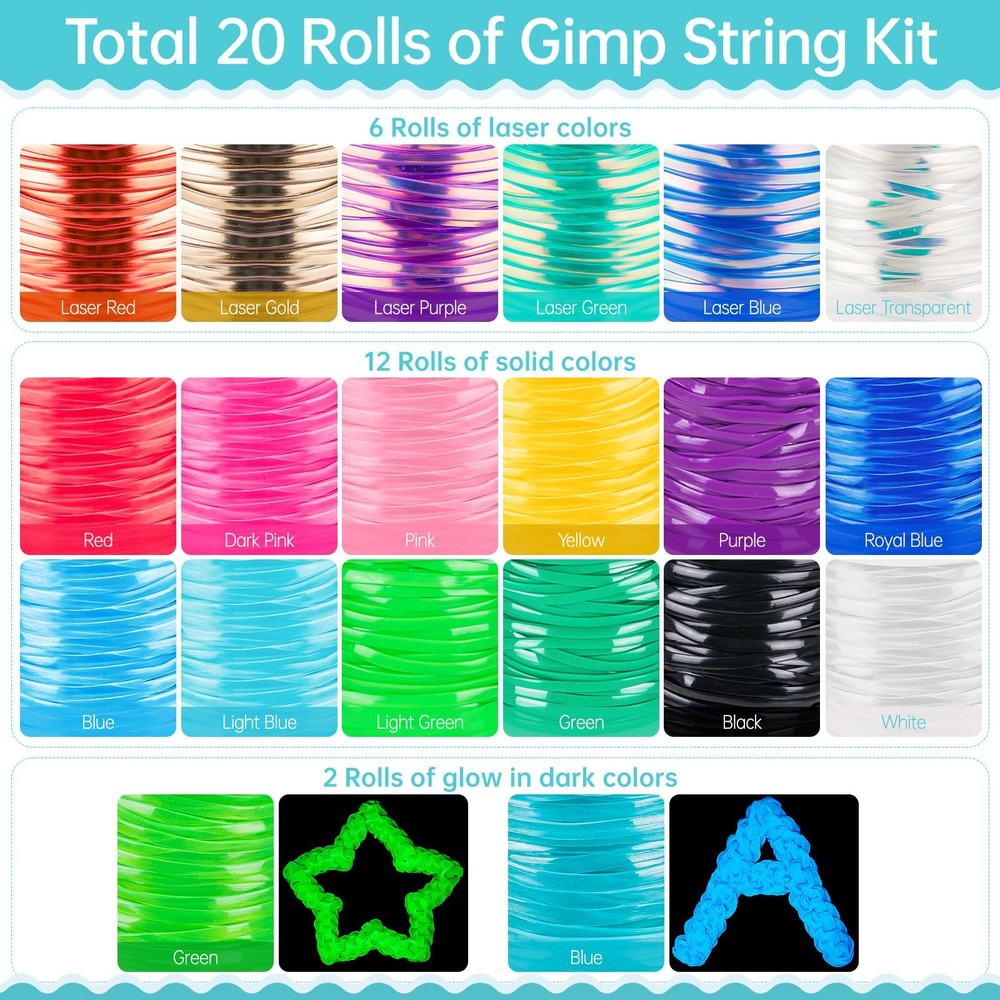 Lanyard String, 20 Rolls Gimp String, Plastic Strings Lacing Cord, Boondoggle...
