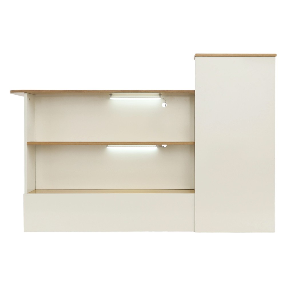 Modern Reception Desk Rectangle Reception Table w/ Lockable Drawer Free Standing
