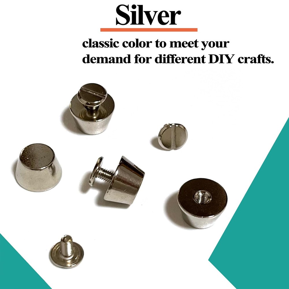 Honigo 4 Pack Silver Rivets Stud Handbag Flat Head 10mm-Silver 4 Pack,