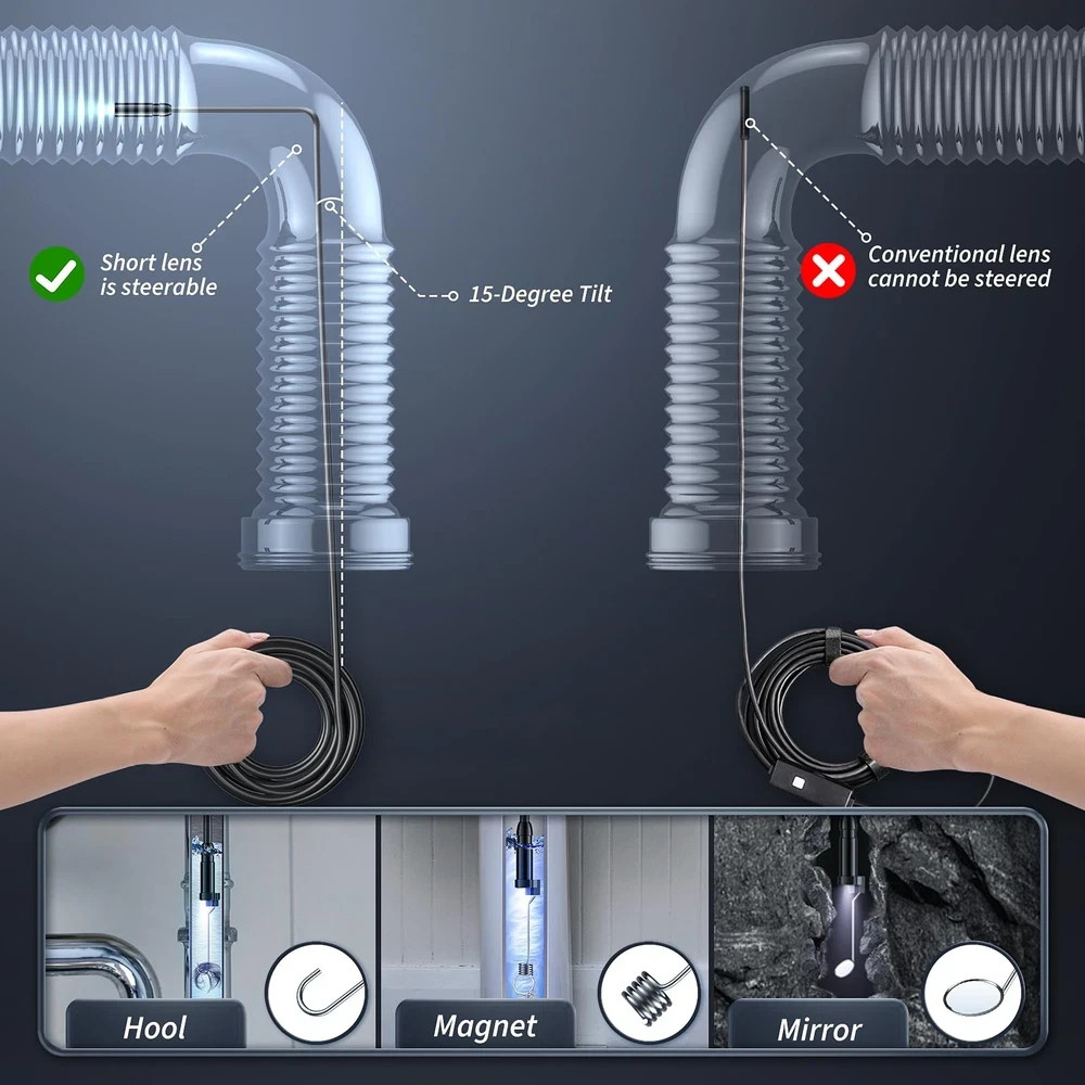 Endoscope Camera with Light, Inspection Borescope Camera with 4.3" IPS Screen...