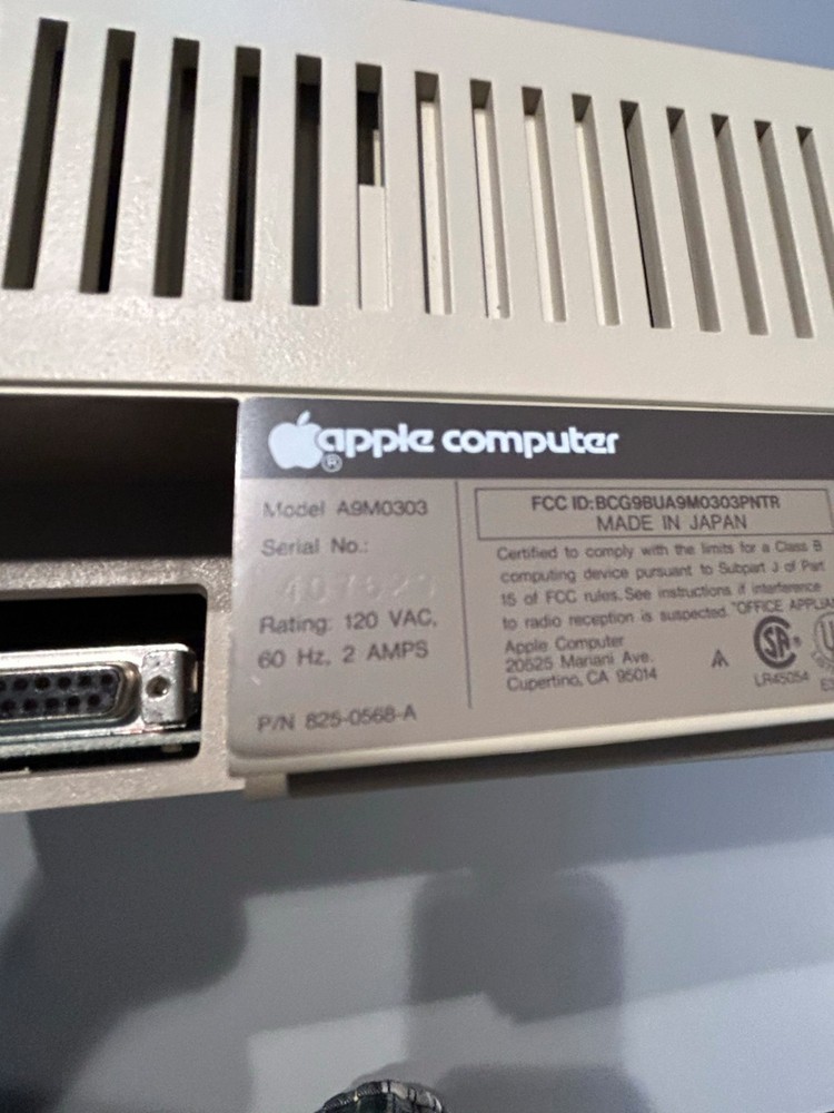 Apple ImageWriter A9M0303 Vintage Printer TESTED has issues