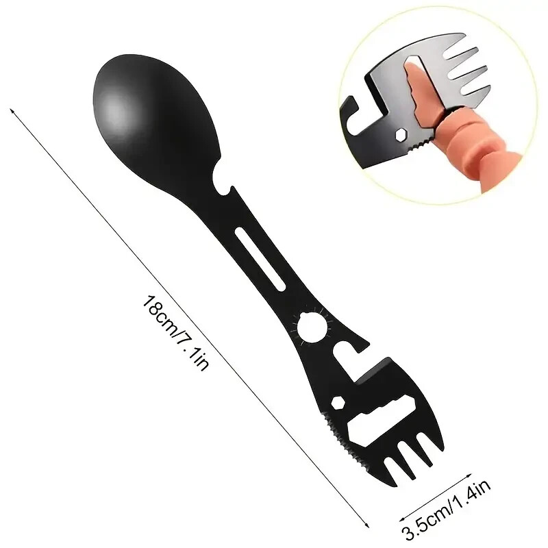 10-in-1 Multi Function Tactical Stainless Steel Fork Spoon Survival Tool Camping