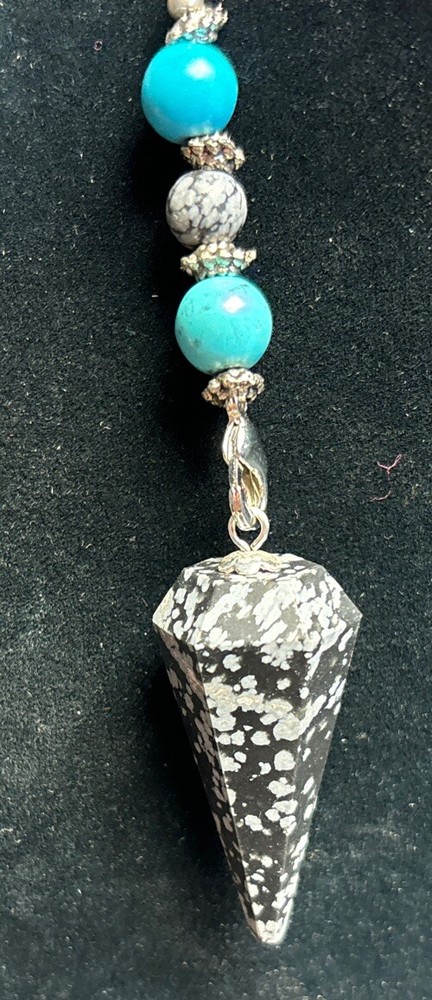 Snowflake obsidian pendulum with Detachable Dreamcatcher Chain
