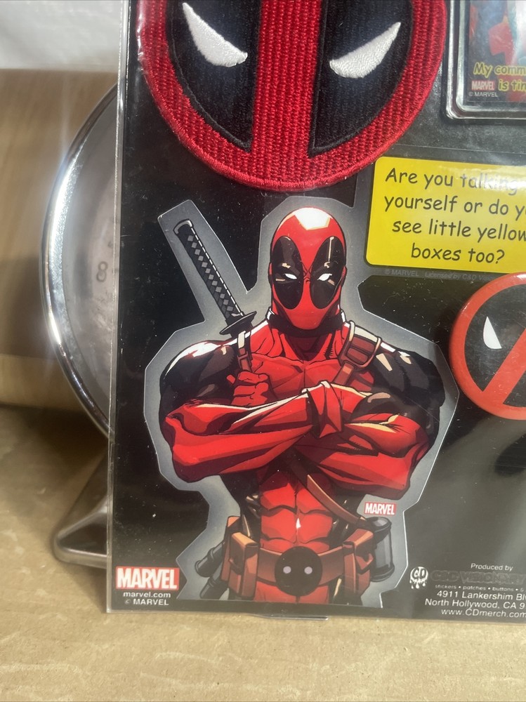 Marvel DEADPOOL Patch Key Ring Sticker Button Collectors 4Pc. Set