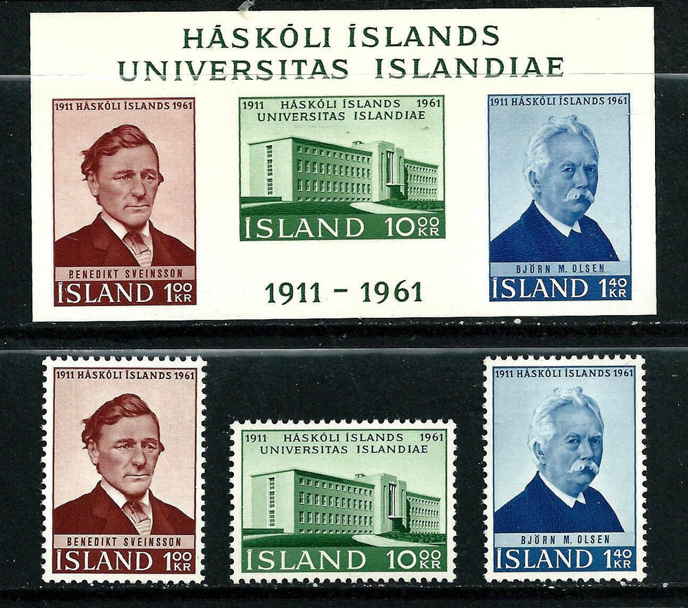🌋 Iceland 1961 (MLH Stamps and mini sheet)