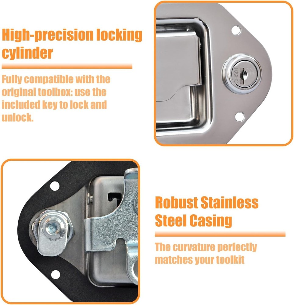 Truck Tool Box Latch Replacement Kit- 304 Stainless Toolbox 2 Pack