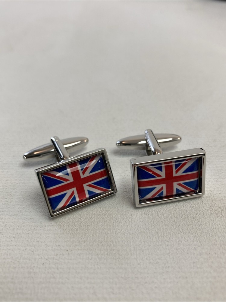 (RefJOH52) Union Jack Cuff links rectangular brand new in tin
