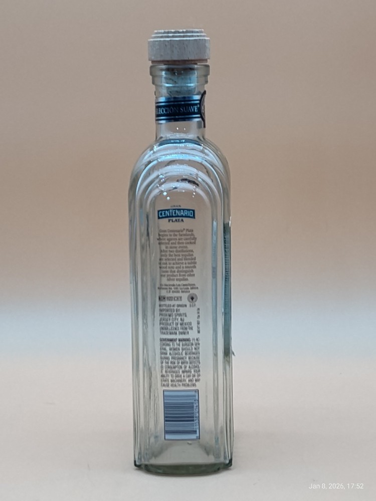 Gran Centenario Plata Tequila Bottle 1L EMPTY Glass Bottle