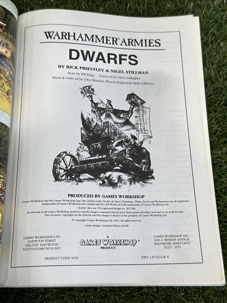 Warhammer Fantasy Army Supplement Book Dwarfs 1993