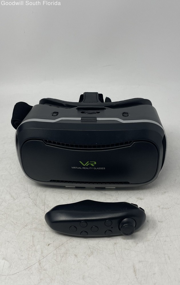 Black Adjustable Strap VR Virtual Reality Glasses With Controller Not Tested