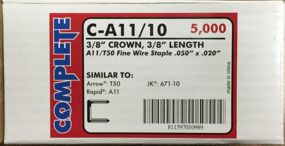 C-A11/10 3/8" Fine Wire Staples (5,000 Count Per Box)