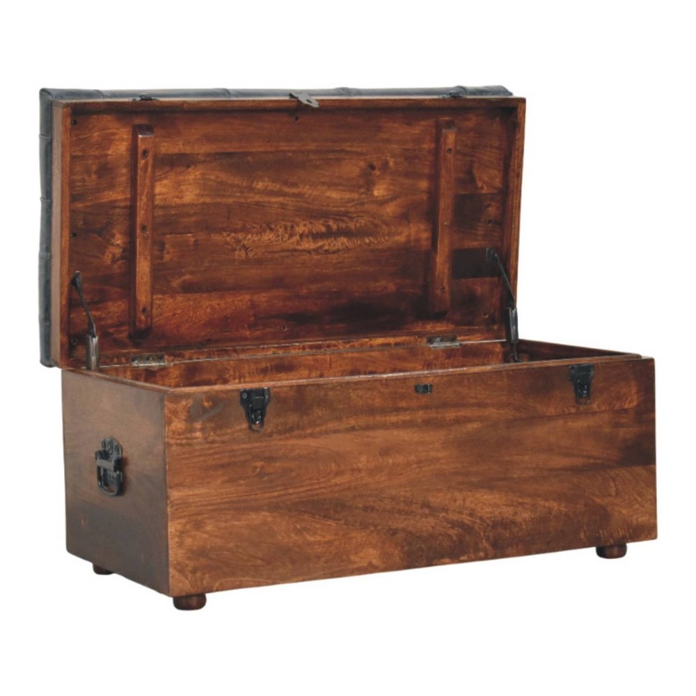 Black Buffalo Leather Storage Trunk