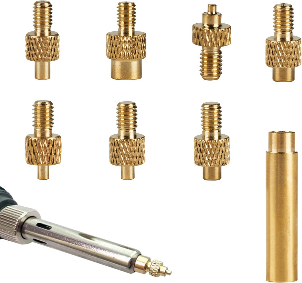 7 Heat Set Insert Tips & 1 Soldering Iron Adapter, Brass Heat-Set Insert Tips...
