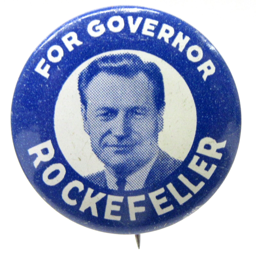 ROCKEFELLER FOR GOVERNOR New York portrait 1" tin pinback button
