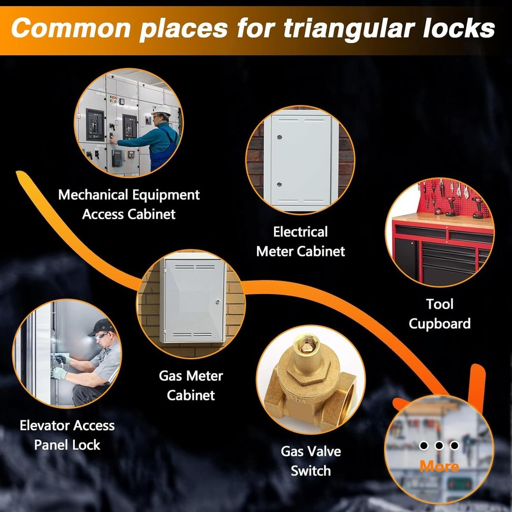 2PCS Triangle Socket Keys, Triangular Panel Lock Key, Universal Silver