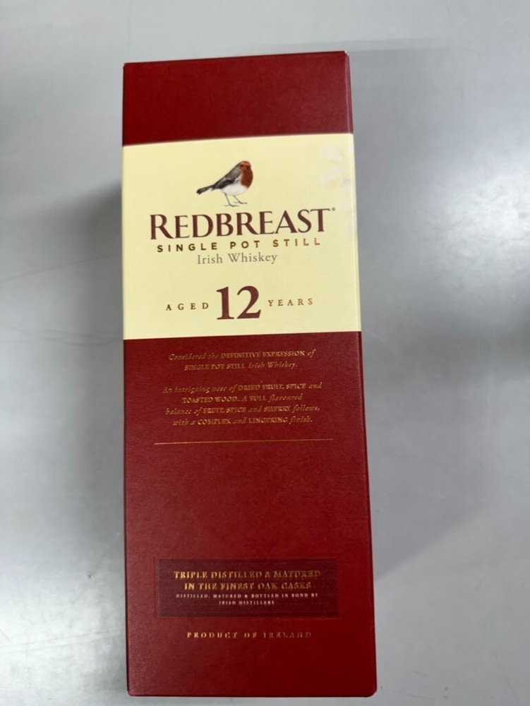 Empty Redbreast Irish Whiskey Bottle & Box 12yr Aged