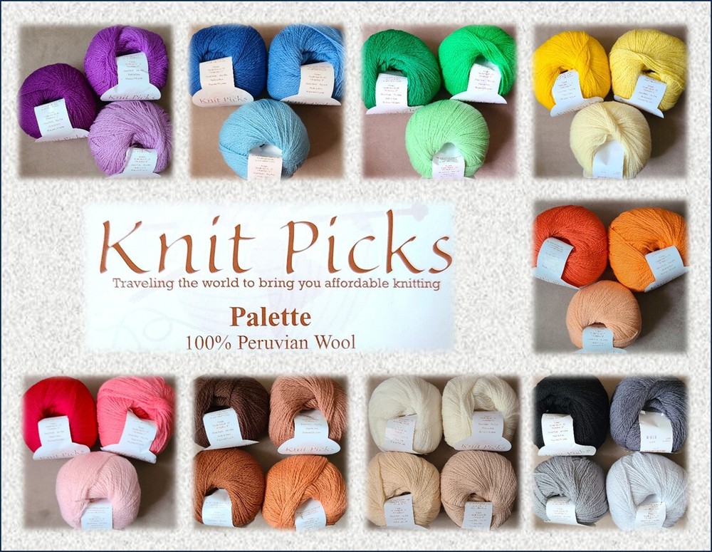 1 Ball – ~30 Colors Available -  Palette by Knit Picks (100% Peruvian Wool)