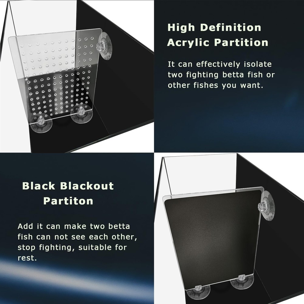 Multi-Functional 3 Gallon Rectangular Aquarium with LED Light & Betta Separator