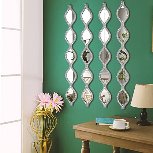 Teardrop Mirror Wall Decor Decorative Mirror Rustic Crush Diamond 4 Silver