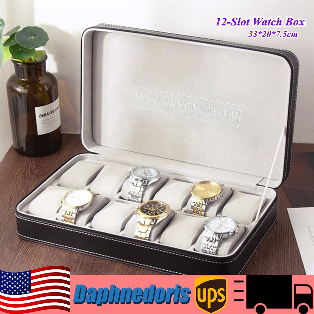 New Multiple Sizes Watch Display Case Storage Box Case | Leather Rounded Corner