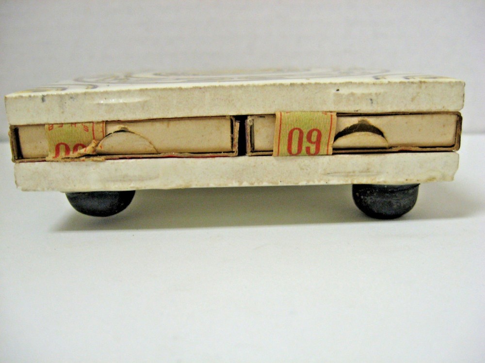 RARE match holder 4 match boxes between 2 tiles HAND PAINTED labels