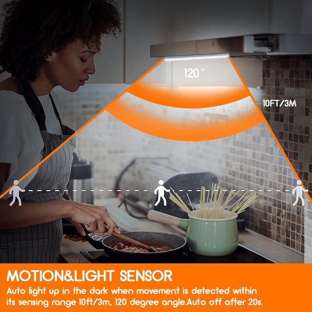 Wireless Motion Sensor Under Cabinet Closet LED Light Kitchen Counter Night Lamp