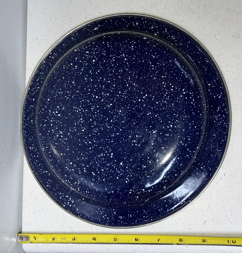 ENAMELWARE PLATE 1.14” Deep BLUE & WHITE SPECKLED - 10”