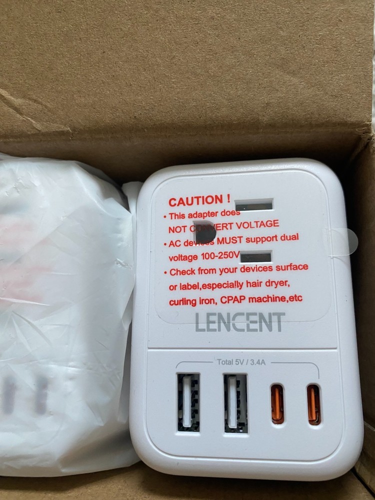 2 Pks Lencent Type C Travel Adapter - White