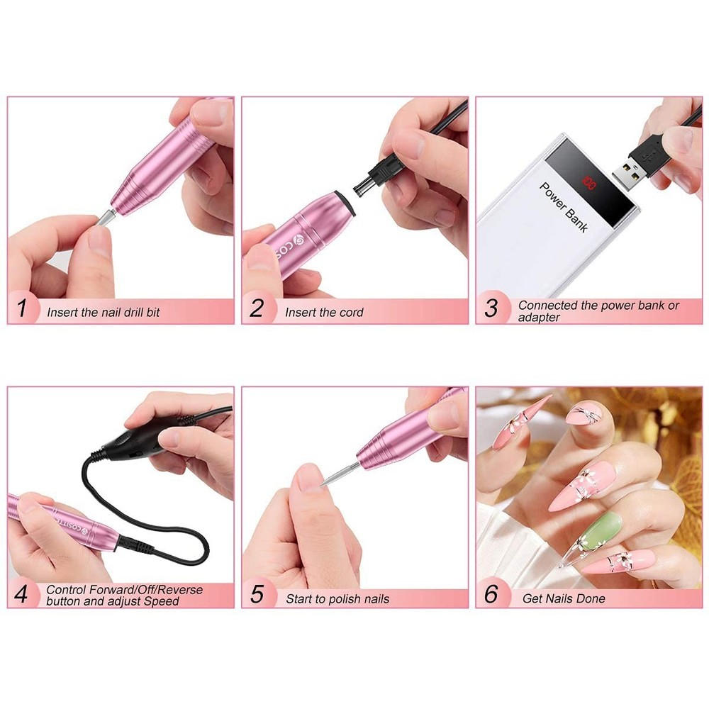 Versatile Nail Drill Machine - USB Electric Manicure Kit with Bits & Bands
