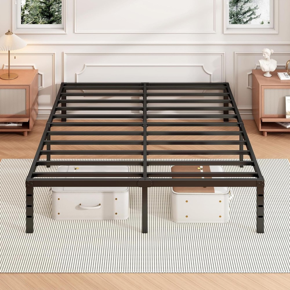 18 Inch Full Bed Frame Sturdy Metal Platform Full Size No Box Spring Needed