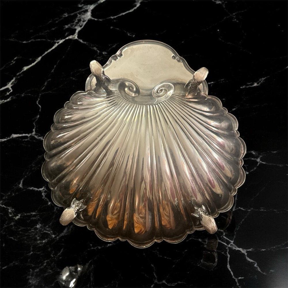 Silver Plated Clam Shell Dish With Fish Feet. Made By Crescent