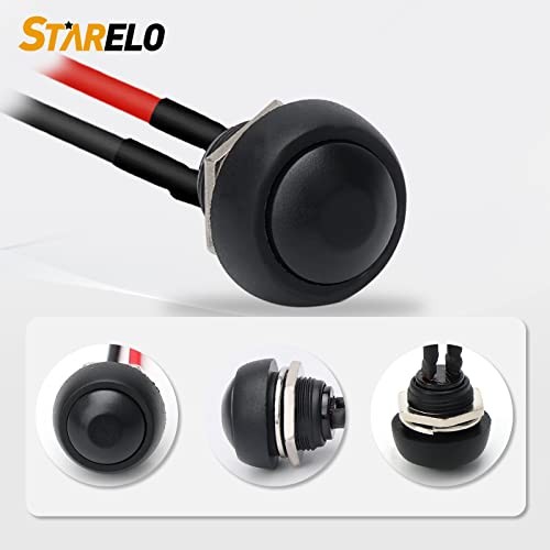 6PCS 12mm Momentary Push Button Switch Mini Round Waterproof SPST Switch Black