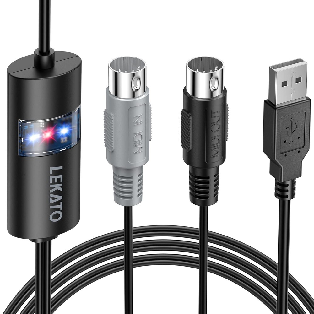 USB MIDI Cable 6.5Ft Interface Adapter for Piano Keyboard Synthesizer