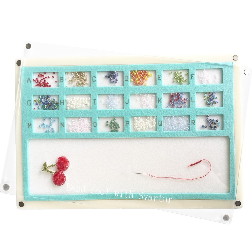 Seed Bead Mat with Lid, Solid Base Bead Sorting Tray with Built-in Felt Bead ...