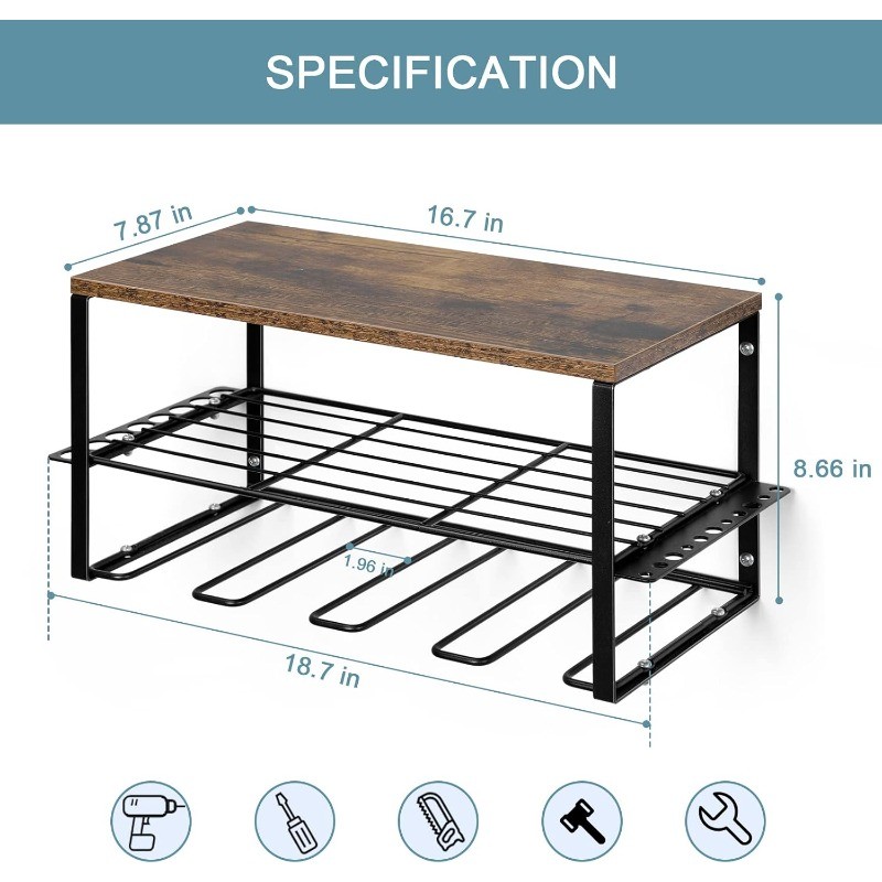 Wall Mount Heavy Duty Floating Power Tool Organizer for Cordless Drill, Workshop