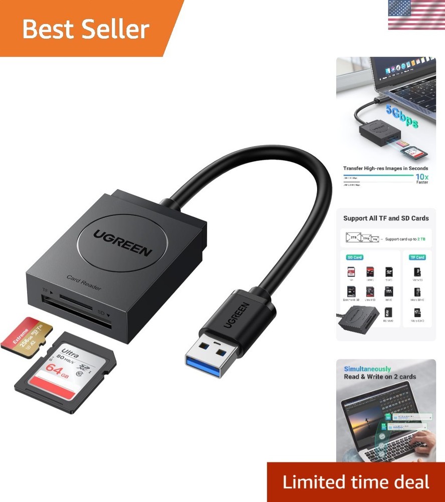 Versatile USB 3.0 SD Card Reader with Dual Slots for Enhanced Compatibility
