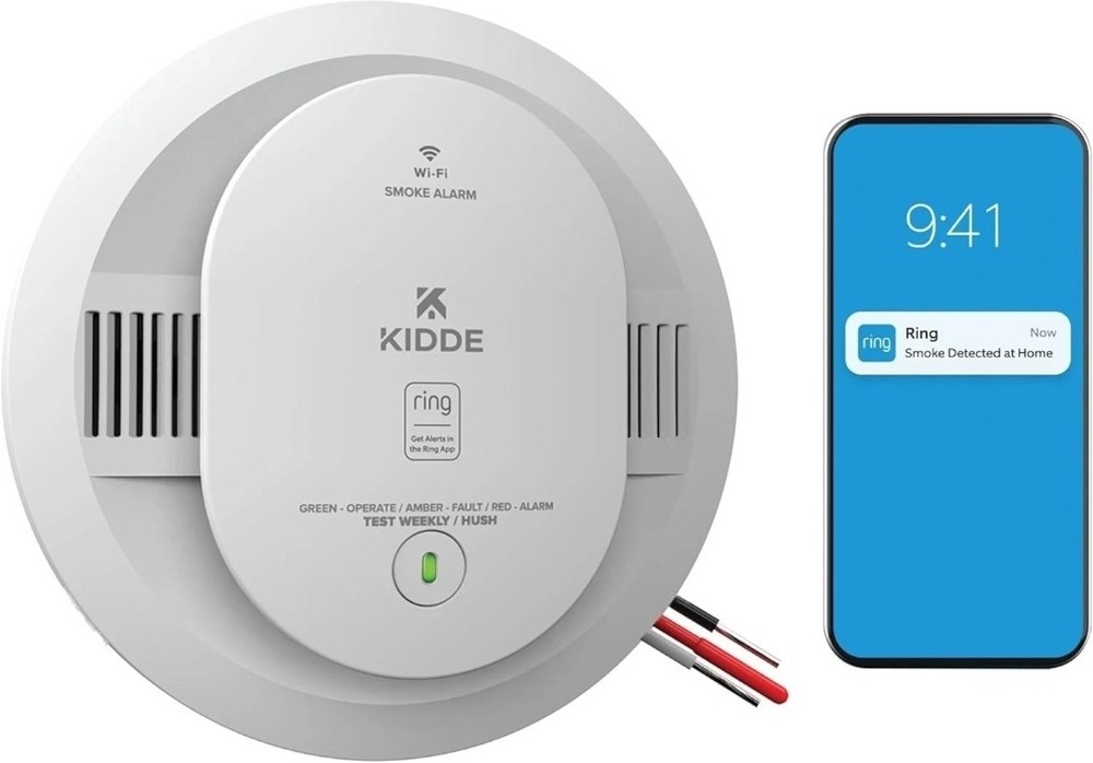 KIDDE Ring-Enabled Smart Smoke Detector, Wired, RGSAR-RW