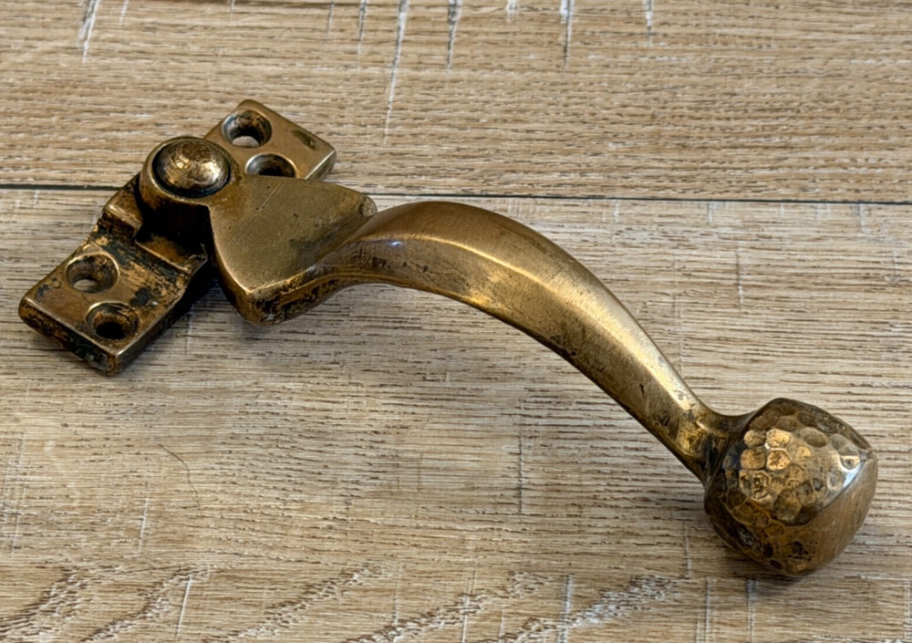 ANTIQUE SOLID BRASS CASEMENT WINDOW HANDLE RECLAIMED