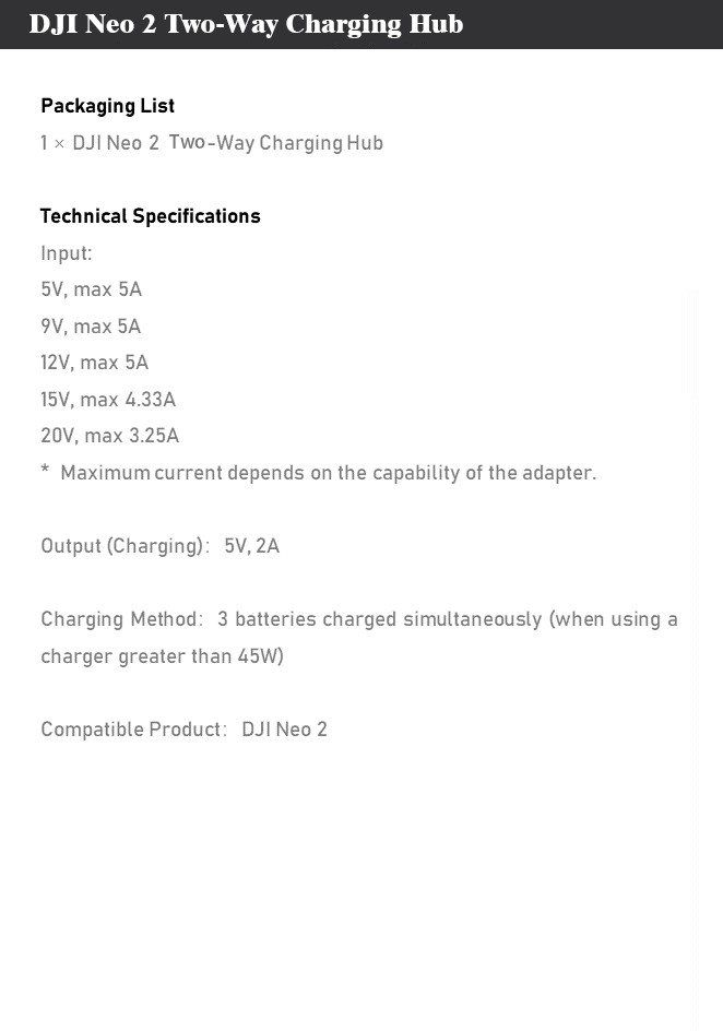 DJI Neo 2 Two-Way Charging Hub