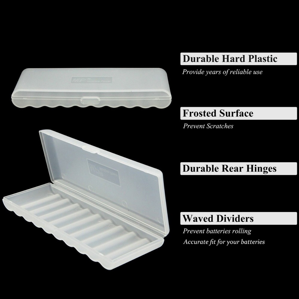 Battery Storage Case Holder Organizer Box For 10 AA AAA Batteries 4 Pack